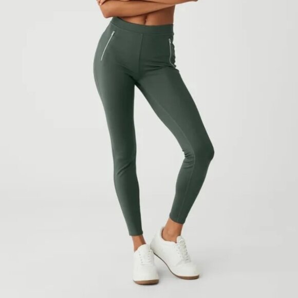 NWT Alo Yoga Thrill Seeker Green legging - Picture 1 of 1